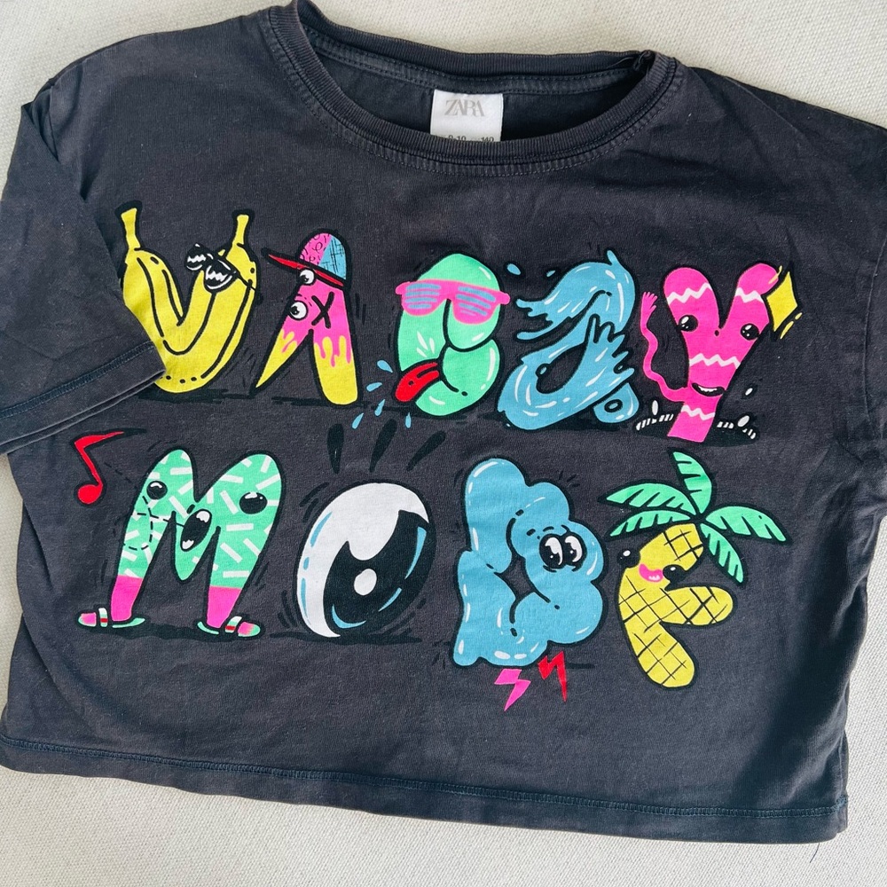 Zara Kids Black Graphic T-Shirt